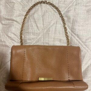 Ted Baker London Brown Gold Shoulder Bag with Chain Strap